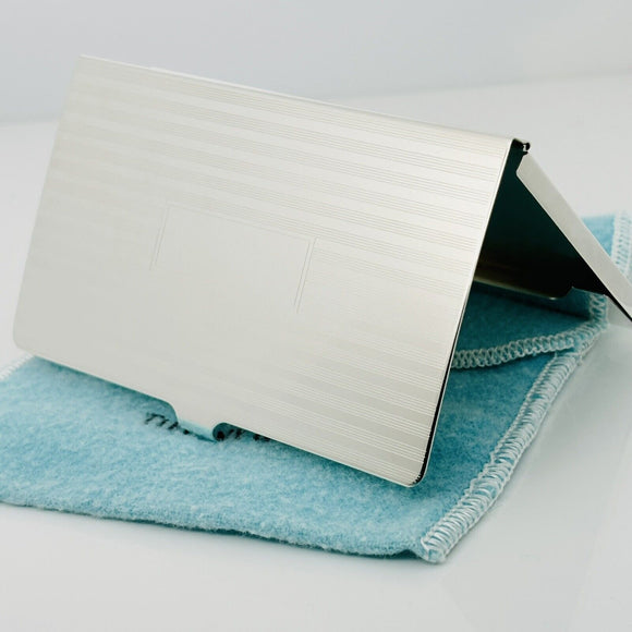Tiffany ID Business Card Holder Machined Turned Engravable in Sterling Silver