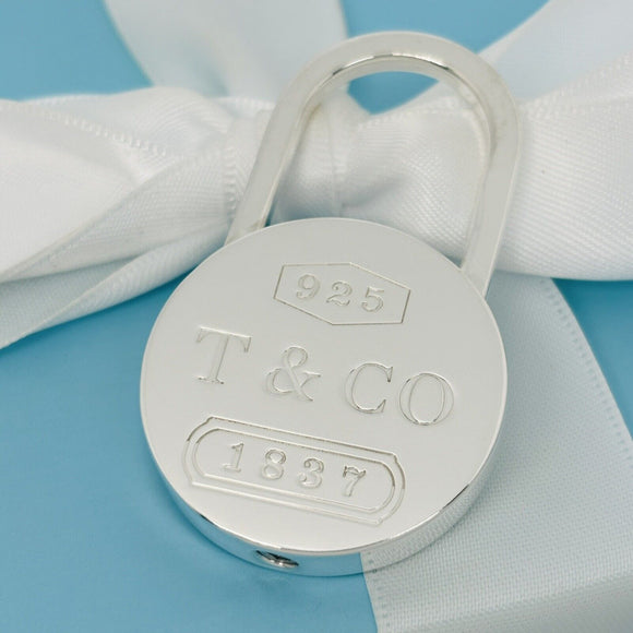 Tiffany & Co Large 1837 Padlock Key Ring KeyChain in Sterling Silver