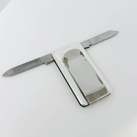 Tiffany & Co Machine Turned Pin Stripe Engravable ID Money Clip Pocket Knife