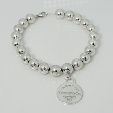 9" large Return to Tiffany Round Circle Tag Bead Charm Bracelet Plus Szie
