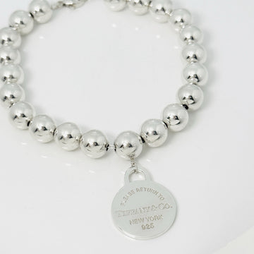 9" large Return to Tiffany Round Circle Tag Bead Charm Bracelet Plus Szie - 0