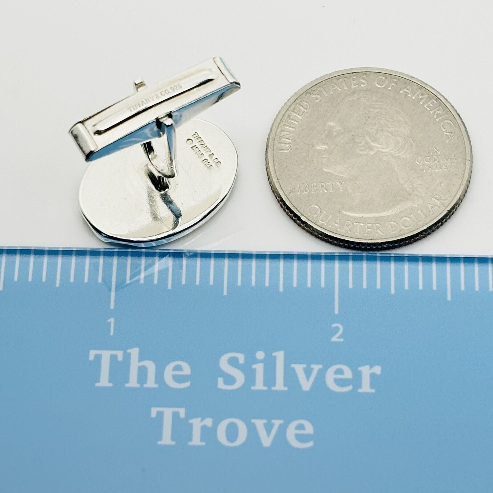 Tiffany & Co Oval Groove Cufflinks in Sterling Silver