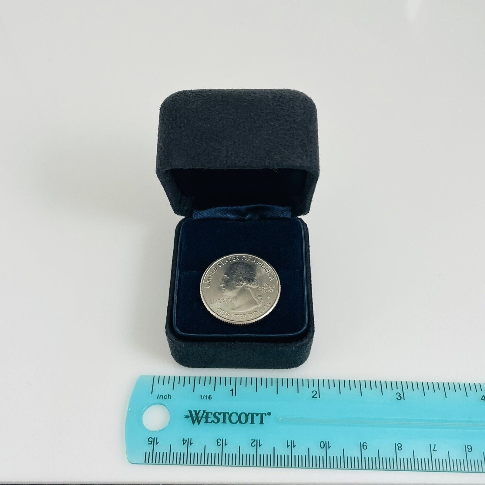 Vintage Tiffany Small Black and Royal Blue Suede Empty Ring Box With Blue Box