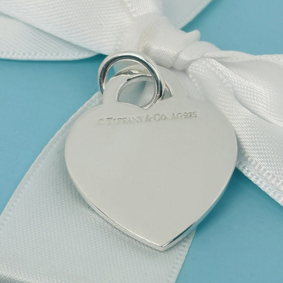 Large Return to Tiffany Etched Love Arrow Heart Tag Pendant Charm Cupid Silver