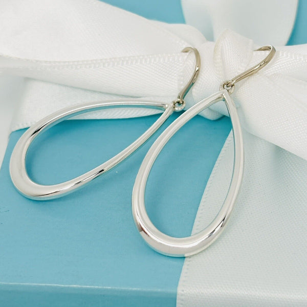 Tiffany & Co Large Open Teardrop Hook Earrings in Sterling Silver - 2