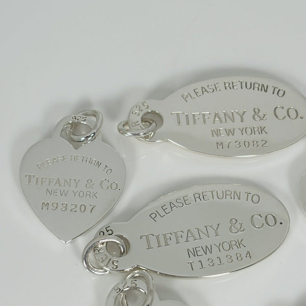 1 Vintage Return to Tiffany Heart and Oval Tag Pendant Charm in Sterling Silver - 2