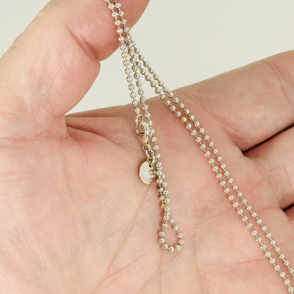 18" Tiffany & Co Sterling Silver Bead Necklace Dog Chain with Lobster Clasp