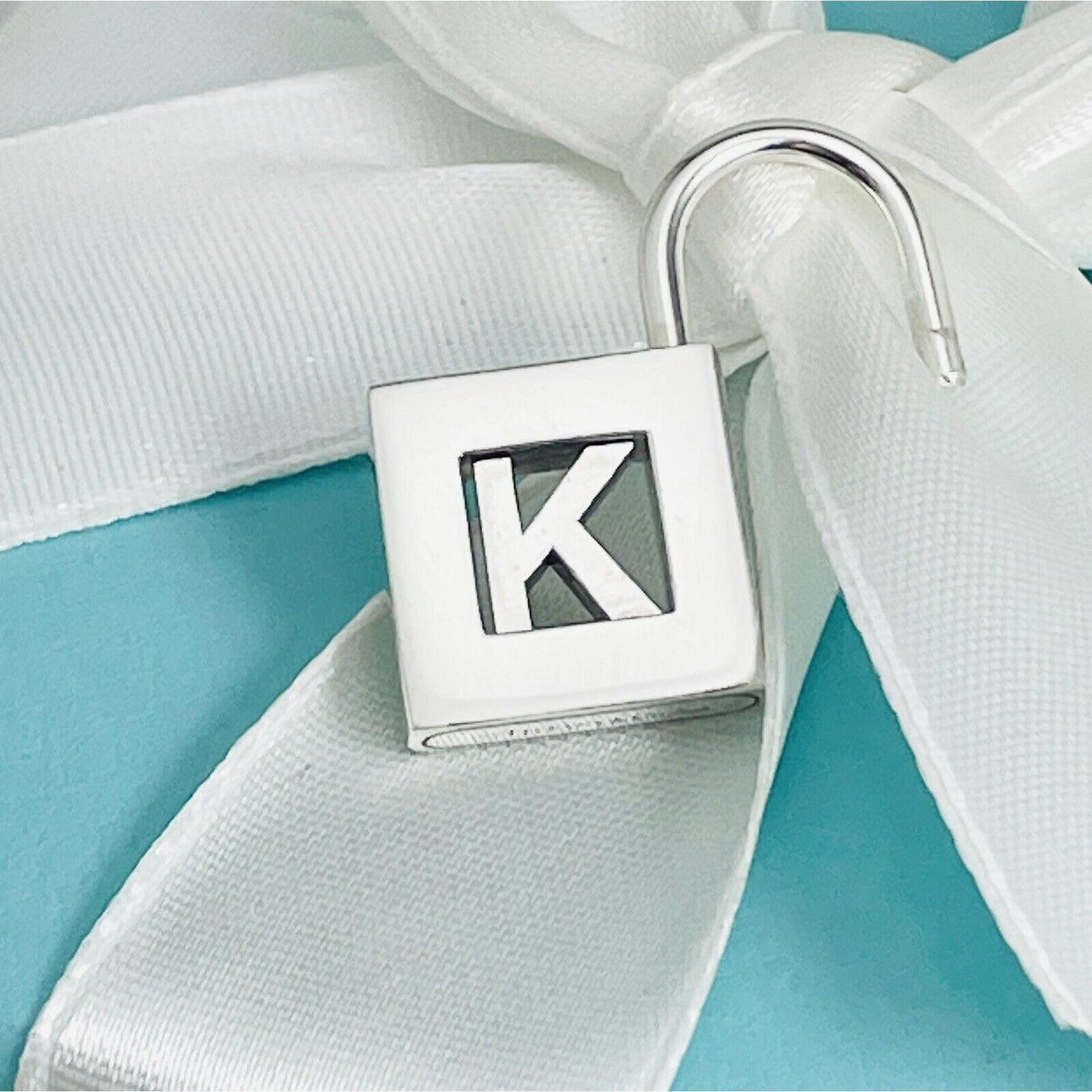 Tiffany & Co Letter K Alphabet Initial Padlock Charm Pendant in Sterling Silver