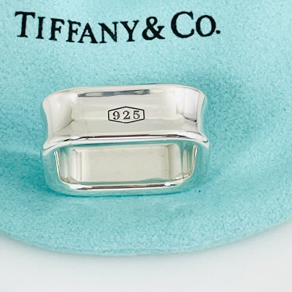 Size 7 Tiffany & Co 1837 Square Ring Concave Mens Unisex Sterling Silver