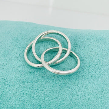 Size 7 Tiffany & Co Sterling Silver 3 Band Triple Rolling Interlocking Ring - 0