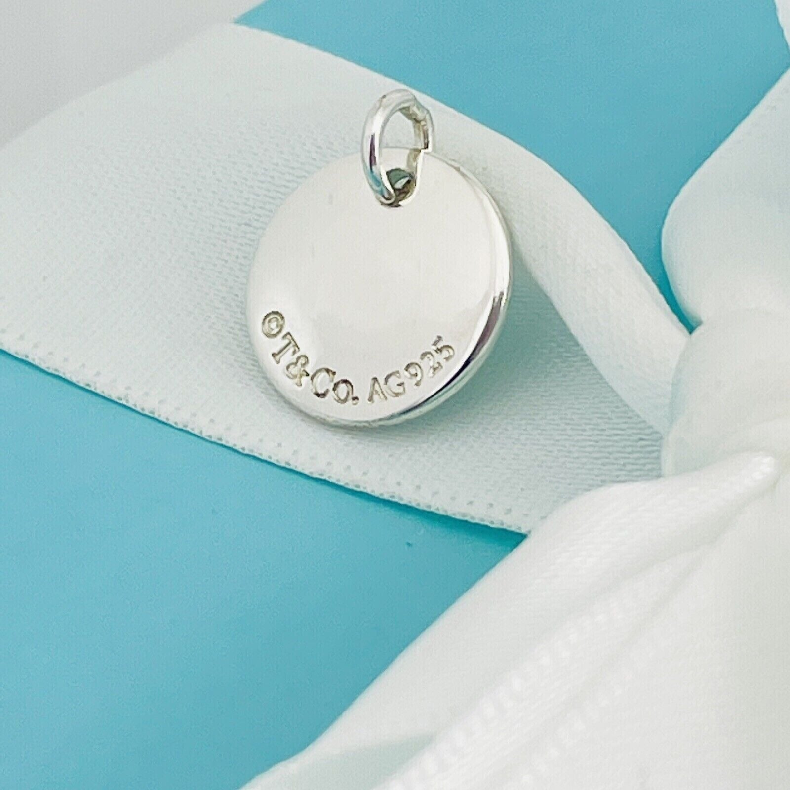 Tiffany Silver Letter H Alphabet Initial Round Circle Notes Charm Pendant