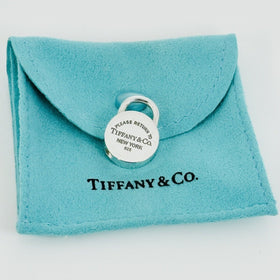 RARE Please Return to Tiffany Round Padlock Lock Charm Pendant in Silver - 0