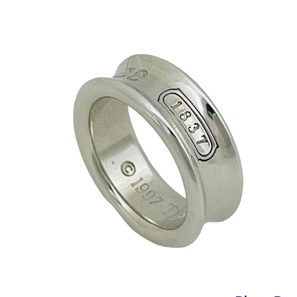 Size 5.5 Tiffany & Co 1837 Ring Concave Unisex in Sterling Silver AUTHENTIC