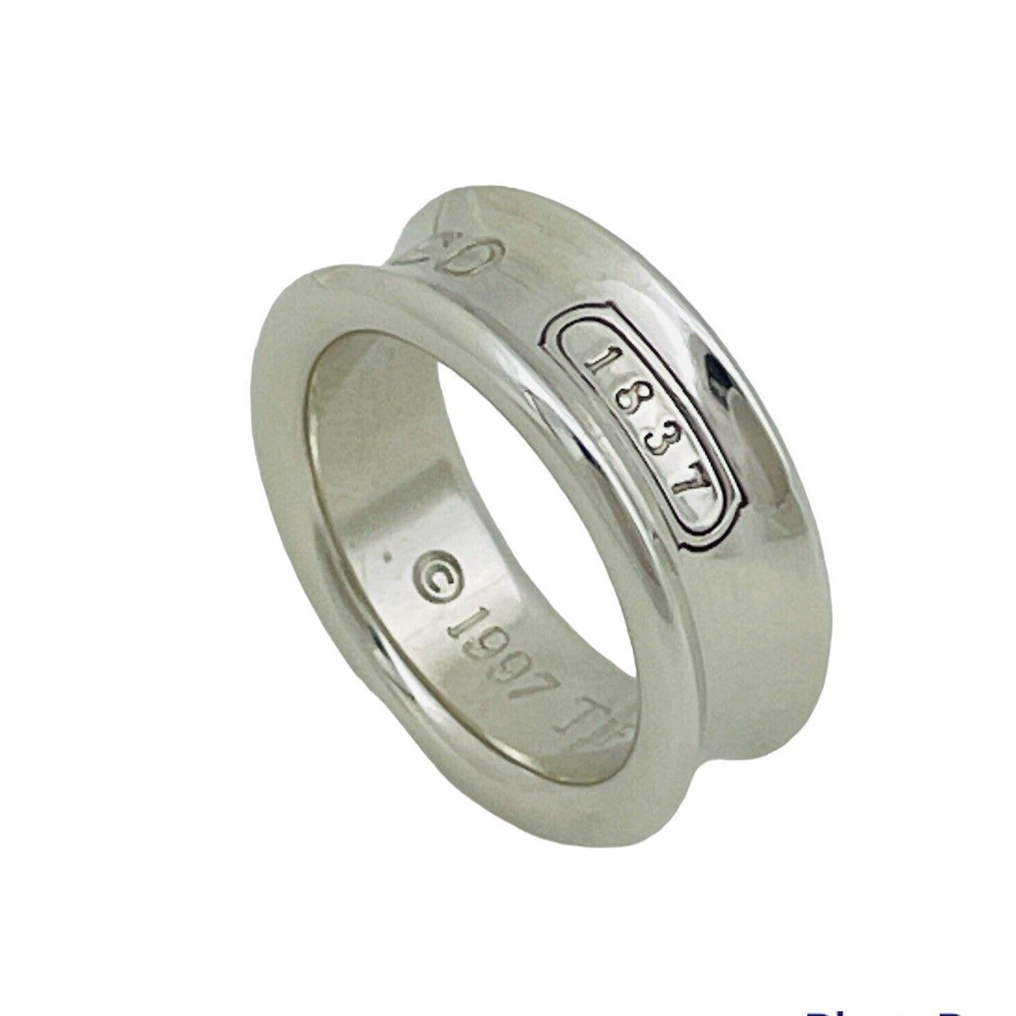 Size 5 Tiffany & Co 1837 Ring Concave Unisex in Sterling Silver AUTHENTIC
