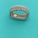 Size 8 Tiffany & Co Mens Unisex Silver Somerset Mesh Weave Flexible Dome Ring-6