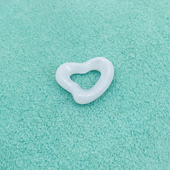 Tiffany Blue Purple Lace Agate Open Heart Carved Stone Pendant Elsa Peretti