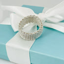 Size 6.5 Tiffany Somerset Ring Mesh Weave Flexible Sterling Silver-4