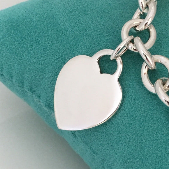 18" Tiffany & Co Sterling Silver Engravable Blank Heart Tag Necklace