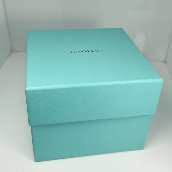 Tiffany & Co Necklace Storage Presentation Gift Box in Blue Leather Lux