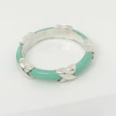 Size 9.5 Tiffany Signature X Kiss Ring in Blue Enamel and Sterling Silver-3