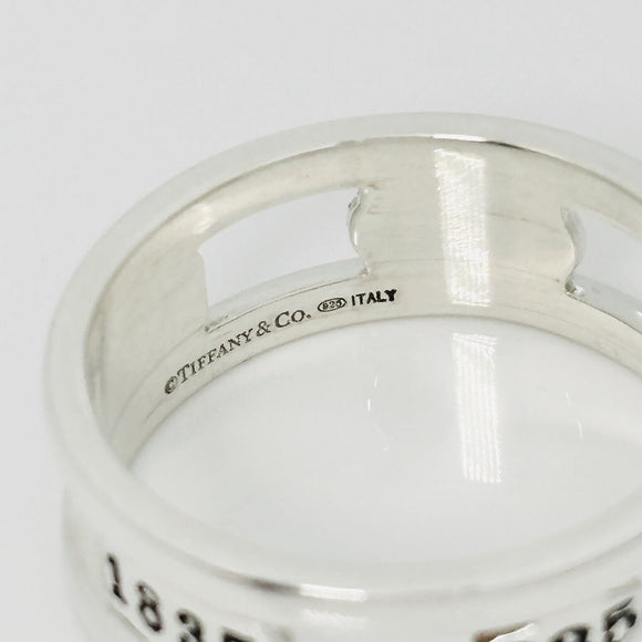 Size 12.5 Tiffany & Co 1837 Cutout Stencil Open Ring Mens Unisex in Silver