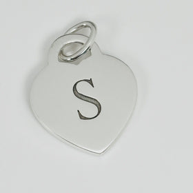 Tiffany Letter S Heart Pendant or Charm Notes Alphabet - 0
