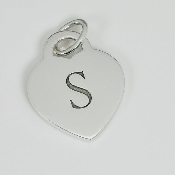 Tiffany Letter S Heart Pendant or Charm Notes Alphabet