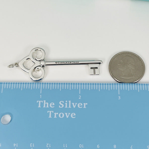 Tiffany T Fleur de Lis Key Pendant in Sterling Silver Size Large 2.4" - 3