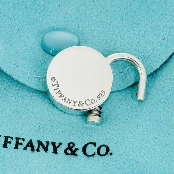 RARE Please Return to Tiffany Round Padlock Lock Charm Pendant in Silver