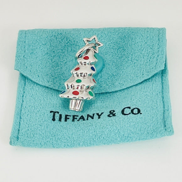 Tiffany & Co Christmas Tree Charm or Pendant in Enamel and  Sterling Silver