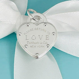 Please Return to Tiffany Love Studded Heart Tag Pendant or Charm