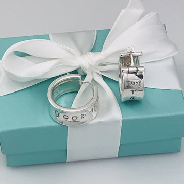 Tiffany & Co T&CO 1837 Hoop Huggie Earrings  in Sterling Silver - 0