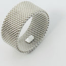 Size 7.5 Tiffany & Co Somerset Mesh Weave Firm Solid Ring in 925 Sterling Silver-5