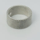 Size 7.5 Tiffany & Co Somerset Mesh Weave Firm Solid Ring in 925 Sterling Silver-7