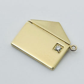 Tiffany & Co Gold and Diamond Love Letter Envelope in Yellow Gold Charm Pendant