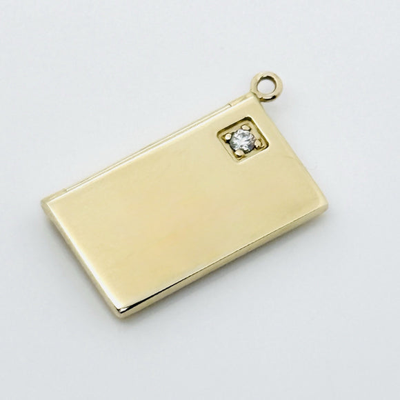 Tiffany & Co Gold and Diamond Love Letter Envelope in Yellow Gold Charm Pendant