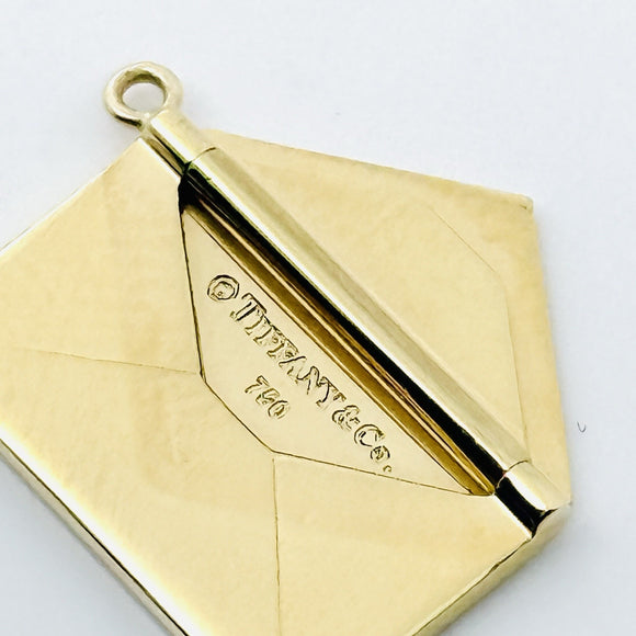 Tiffany & Co Gold and Diamond Love Letter Envelope in Yellow Gold Charm Pendant