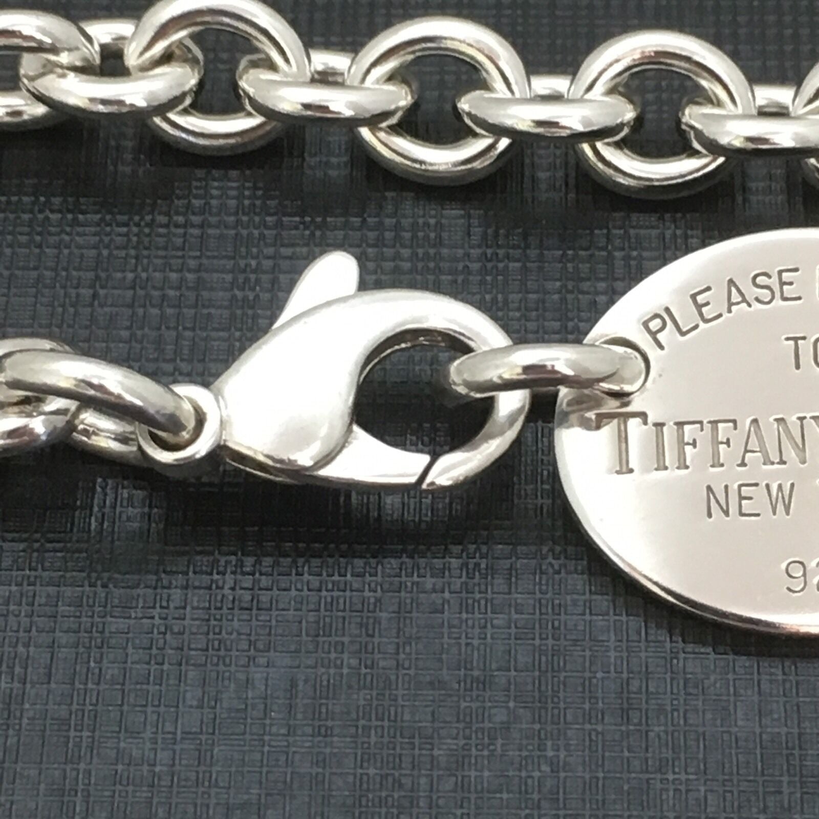 17” Please Return To Tiffany Oval Tag Choker Pendant Necklace in Sterling Silver