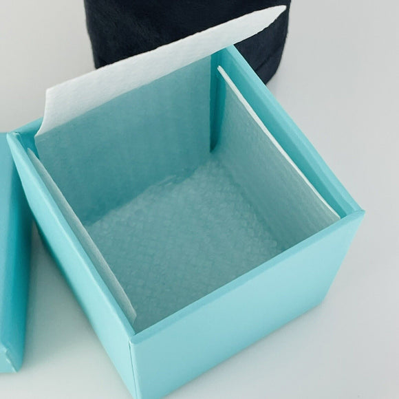 Tiffany Empty Jewelry Ring Box Blue Black Suede Presentation Storage