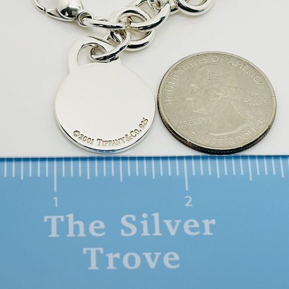 8" Tiffany Round Circle Tag Charm Bracelet with Engravable Blank Disc Engraving