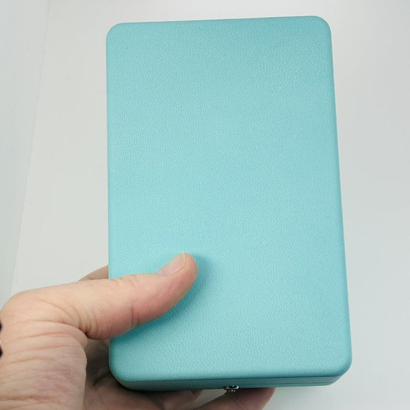 Tiffany & Co Necklace Earring Set Storage Presentation Gift Box Blue Leather Lux