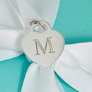 Tiffany Silver Letter M Alphabet Initial Heart Notes Engraved Charm Pendant-1