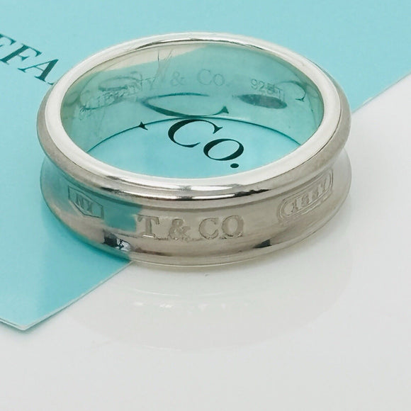 Size 11 Tiffany & Co 1837 Grey Titanium and Silver Ring Band Mens Unisex