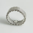 Size 7.5 Tiffany Somerset Mesh Basket Weave Ring in Sterling Silver Unisex-3