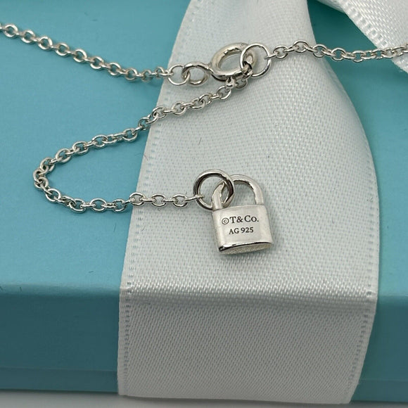 18" - 20" Tiffany Mini Padlock Chain Adjustable Necklace Large 1.5mm Links