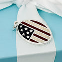 Tiffany American Flag Oval Tag Pendant Charm Red White Blue Enamel Mens Unisex - 3