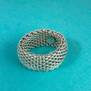 Size 6.5 Tiffany & Co Somerset Mesh Weave Flexible Dome Unisex Mens Ring-5