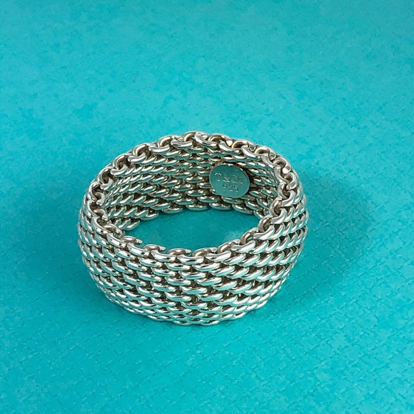 Size 6.5 Tiffany & Co Somerset Mesh Weave Flexible Dome Unisex Mens Ring