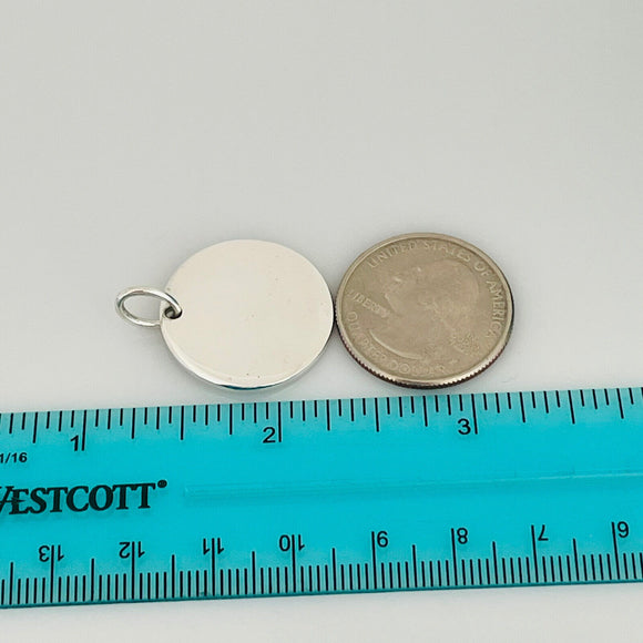 Tiffany & Co Round Tag Blank Engravable Pendant or Charm in Sterling Silver