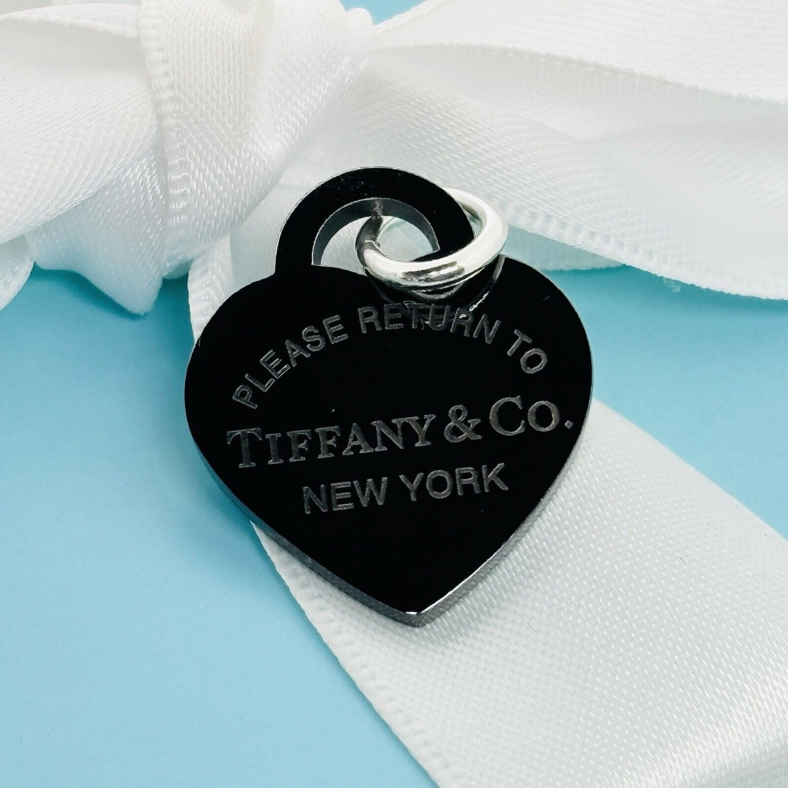 Return to Tiffany Heart Tag Pendant or Charm in Black Titanium